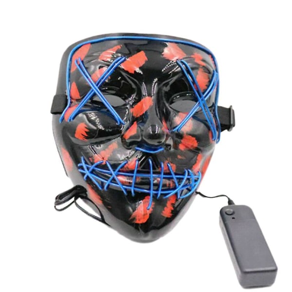 Cosplay The Up Wire Purge Mask -naamio Halloweeniin, jossa valo, pelottava, led-fluoresoiva sininen