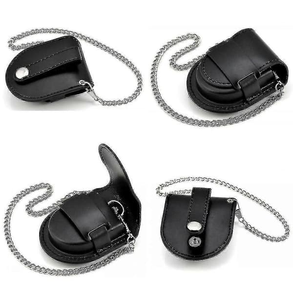 Nahkainen taskukellon suojatasku ketjulla, taskukellon kotelo [DB] Black Bronze chain