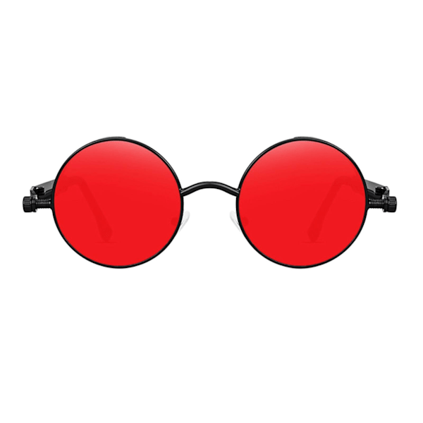Steampunk Retro Pyöreät Aurinkolasit Metallikehyksellä UV-Suojalla Kulta Pinkki {db} Black Red