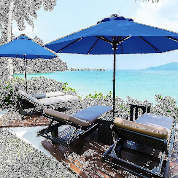 3m Rund Haveparasol Udendørs Terrasse Solskærm 3m 6/8x Arm - Snngv(300cm X 6ktan [db]
