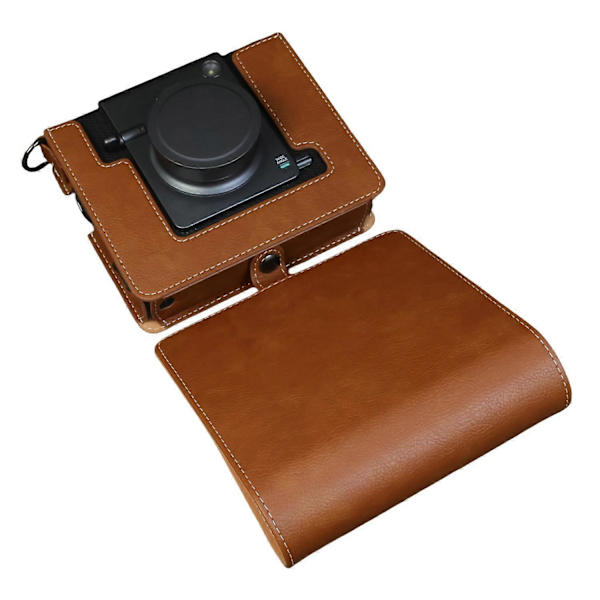 För Fujifilm Instax Wide Evo Kameraväska Portabelt PU Läder Skyddsfodral med Axelrem [DB] Multicolor Brown