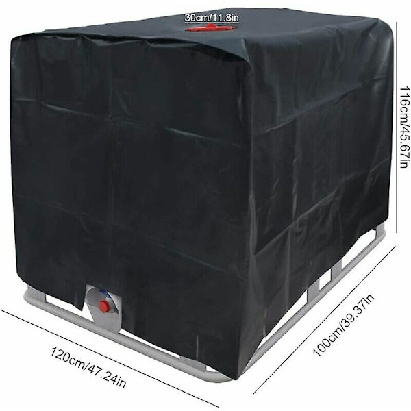 Vannbeholderdeksel, Ibc-tankdeksel for 1000l tank, vanntankbeholderbeskyttelsesdeksel, støvtett anti-uv regntett, 120x100x116cm (svart)starlight