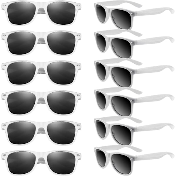 12 Pak Solbriller Neon Farver Solbriller Fest Favorer Goody Bag Fyld Bulk til Fødselsdagsfest Strand Pool Party, 12 Farver{ DB} White