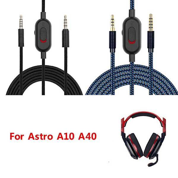 Høy kvalitet OFC flettet kabel for AstroA10 A40 spillhodetelefoner med dempingsknapp {Db) Black