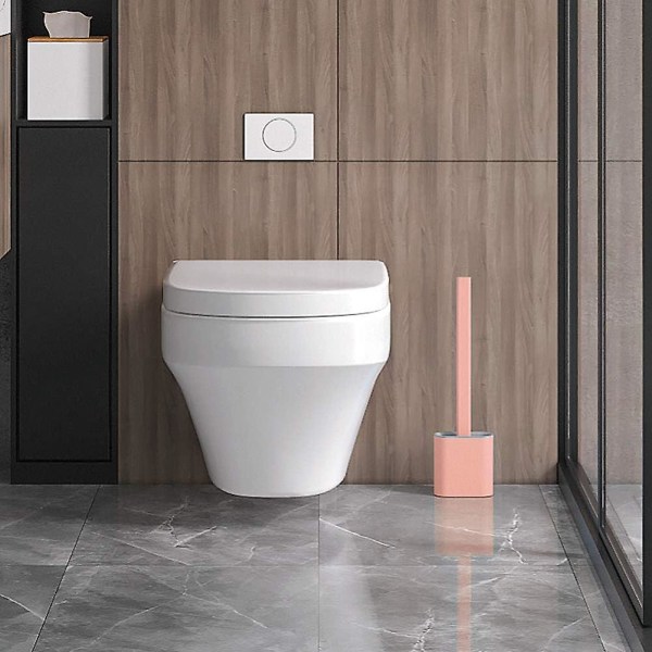 Silicone Toilet Brush Plate - Toilet Brush And Holders, Anti-drip, Antibacterial, Ventilated Toilet Brush, Pink