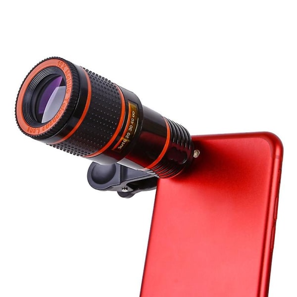 Universal 12x Zoom High Clarity Telescope Telephoto Mobiltelefon Kameralinse med klips Jikaix db White 12X