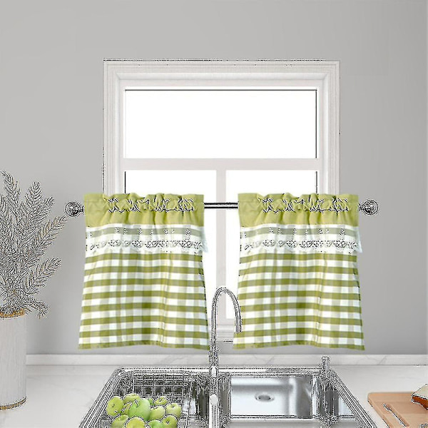 Kök Gardin Dekor Fönster Gardin Lyx Café Valance Topper Draperingar A db Yellow Green 74cmx90cm