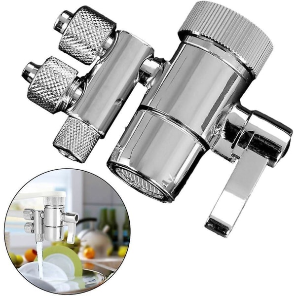 Diverterventil Vandrenser Skifteventil til Espring Amway To-vejs Hane Filter Diverterventil 3/8in & 5/16in Ud {DB}