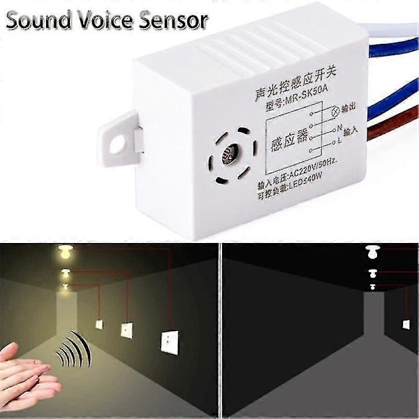 220v Lyd Stemme Sensor-intelligent Auto Tænd/Sluk Lyskontakt [DB]