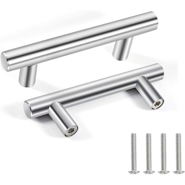 Skåp i rostfritt stål Garderobsdörr T-handtag ihåligt lådhandtag (2 st Silver 64mm)