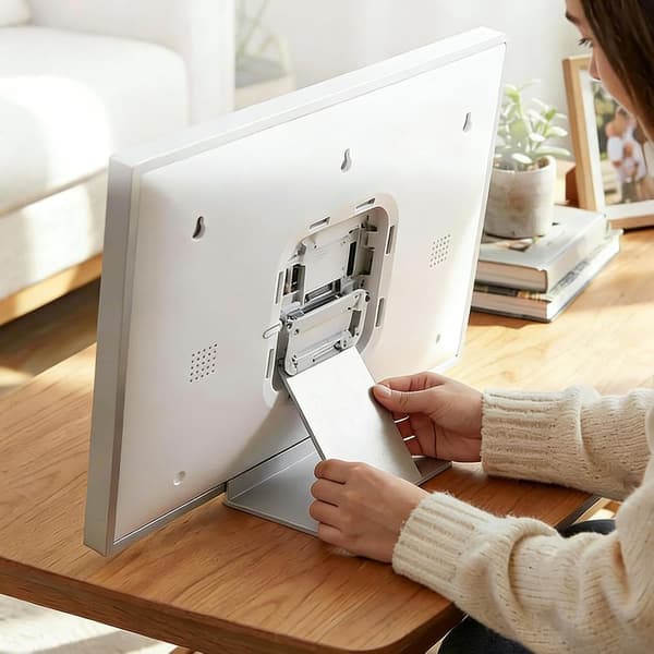 Digital kalender, skrivebord, kompakt displaybase, skrivebordsorganisatorstruktur, designstil[DB]