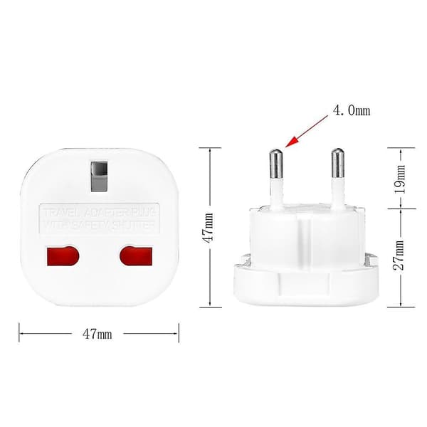 1 stk Universal UK til EU Stikadapter