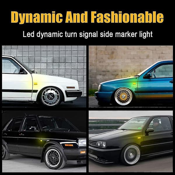Db 2 stk. Dynamisk LED Side Markørlys Blinklys Blinklys Lamper Til B3 A2 A3 Golf 2 3 2 1 Black