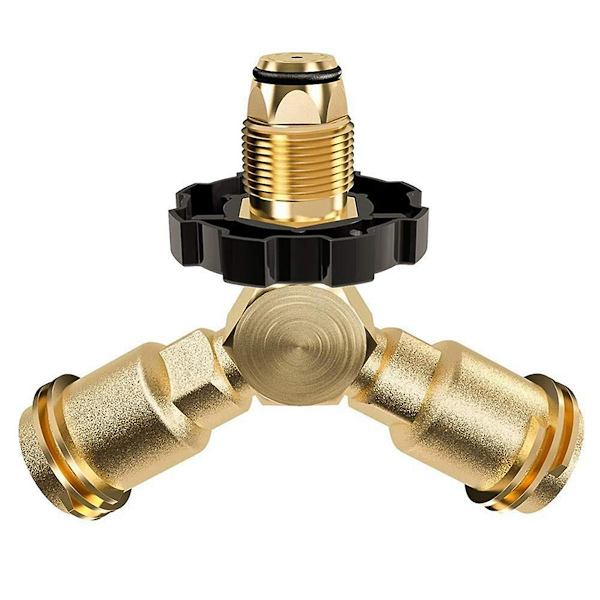 Propangas Splitter, 2-vejs Propangas Tank Y Split Adapter Med Måler, Tee Connector Adapter