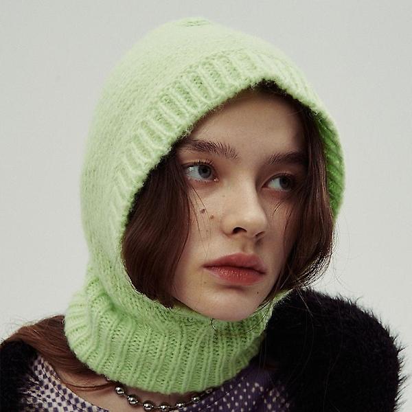 2024 Högkvalitativ Ull Kvinnors Stickad Mössa Balaclava Hatt Höst Vinter Hattar Koreansk Designer Varm Pullover Snood Hatt Krage Bonnet DB Black 56-59cm