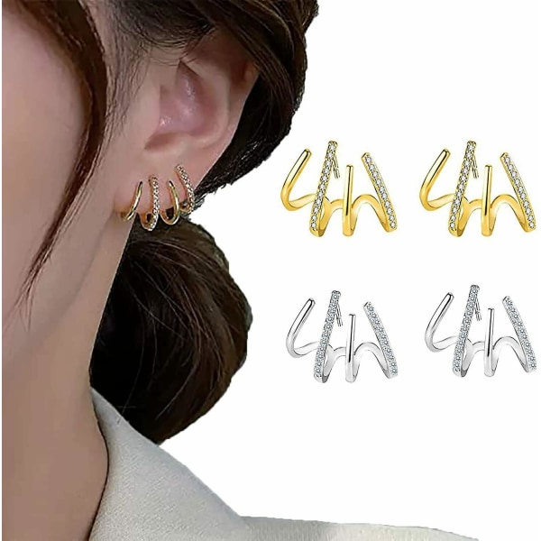 2 par rhinestone nål stud øreringe skinnende fire kløer øreringe geometriske kvinders smykker gaver