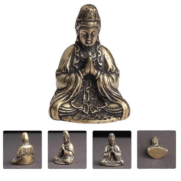 Skrivebords Buddha Statue Pynt til Kontor Messing Hjemmepynt[DB]