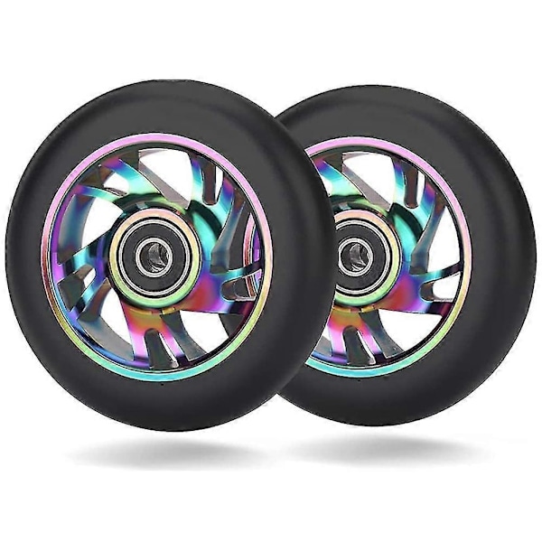 2 st 100mm Ersättningshjul för Scooter med Lager Stunt Scooter [db] black