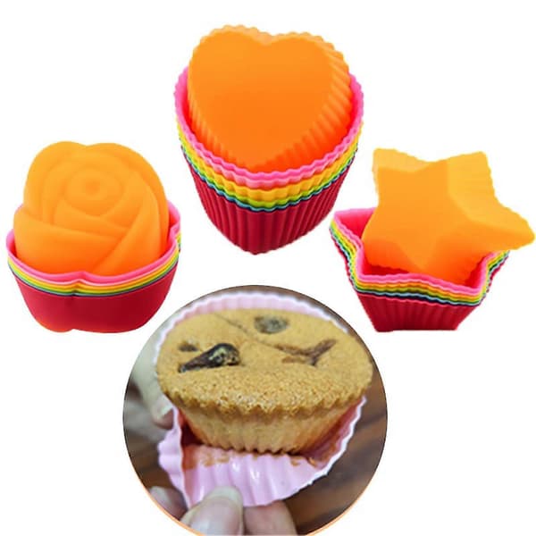 10 stk. kageform hjerte stjerne rose form bageudstyr silikone muffin chokolade bageforme til køkkenet[DB]