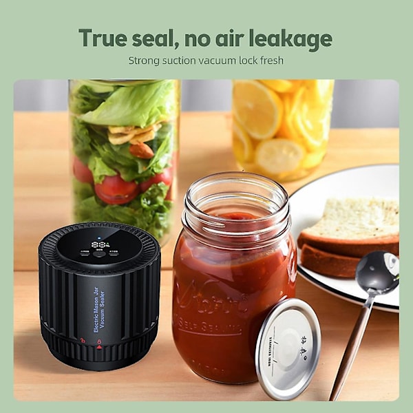 Elektrisk Mason Jar Vakuumforsegler HD LCD Digital Display Trådløs Vakuumforsegler Kit med Skrivbar Bred db