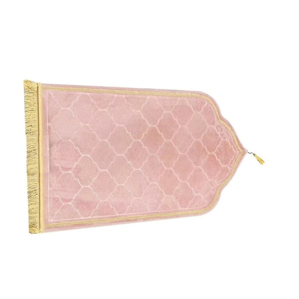 Muslim Prayer Rug Portable Travel Worship Mat Ramadan Non-Slip Carpet Embossing Floor Carpets Pink [DB]
