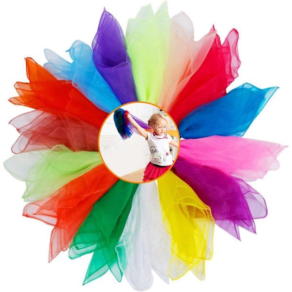 15 Styk Sensoriske Tørklæder, Jongleringstørklæder Baby Danse Tørklæder Børn Regnbue Legesilke Chiffon Firkanter Sensorisk Tørklæde, 60x60cm (Tilfældig Farve) [DB]