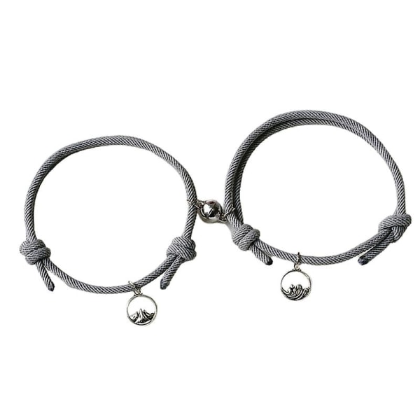 2st justerbar matchande magnet par flätade armband modesmycken Grey