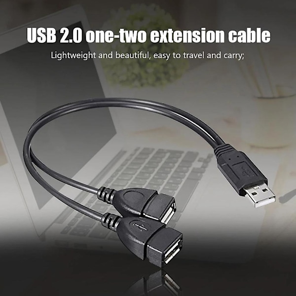 USB-splitter USB 2.0 Y-splitter ladekabel 1 hann til 2 hunn strømledning [DB]