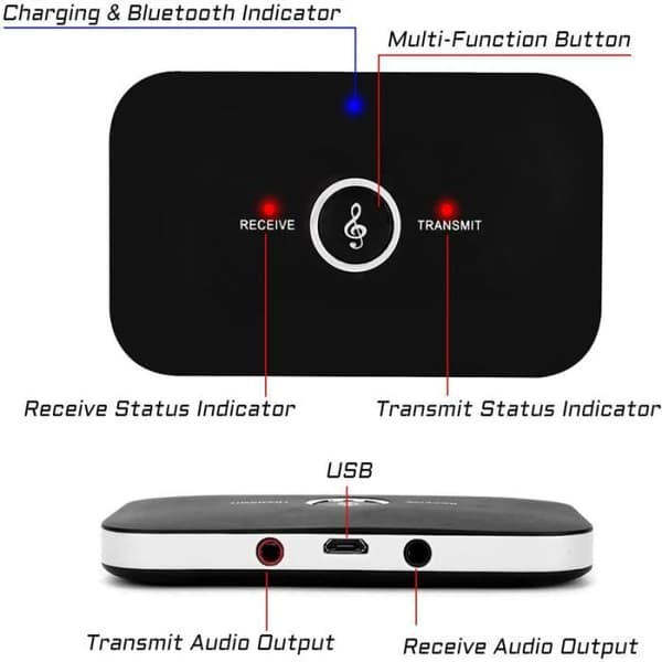 Bluetooth-sender/-mottaker 5.0 2-i-1 Bluetooth-lydsender/-mottaker med 3,5 mm lydutgangsadapter/-omformer[DB]