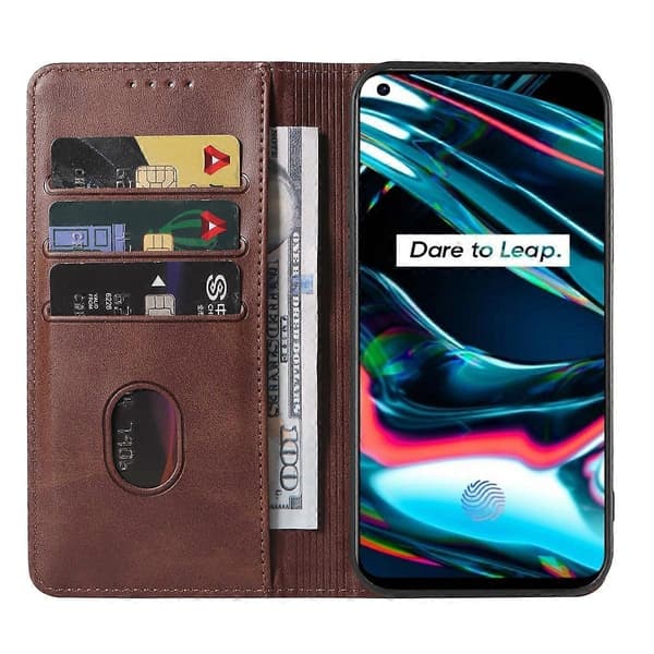 Magnetiskt läderfodral för Realme 7 Pro [DB] Brown