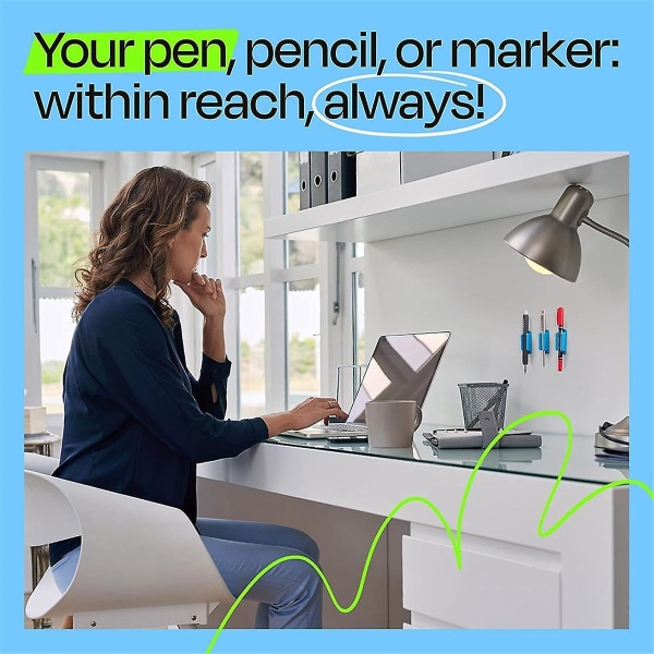 Penneholder sett med 20 selvklebende silikon penneholder for skrivebord og andre overflater Hvit
