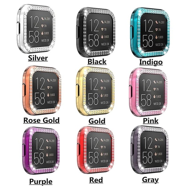 Stilig Rhinestones Smart Watch Protection Plating Cover Case Shell For Versa 2 Jikaix Silver