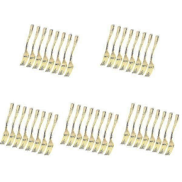 120 stk Engangs Mini Gaffler Frukt Dessert Pudding Gaffler Festutstyr For Restaurant Ktv (gull) [DB] 120 pcs