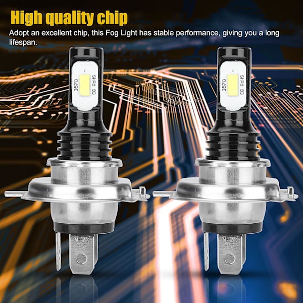 2 st H4 LED-lampor, 14000 lm Hi/lo-strålkastarkonverteringssats (6000k vit)