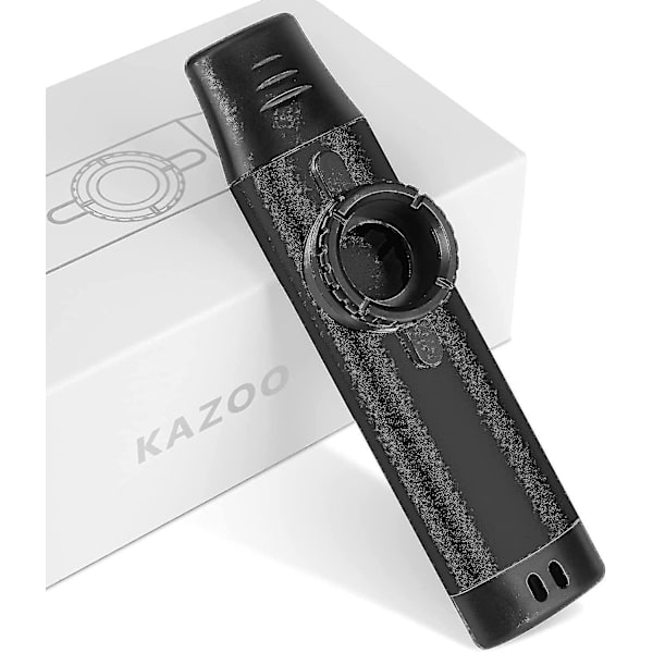 Wabjtam Kazoo med 5 ekstra membraner, justerbar tone metal kazoo (sort) db