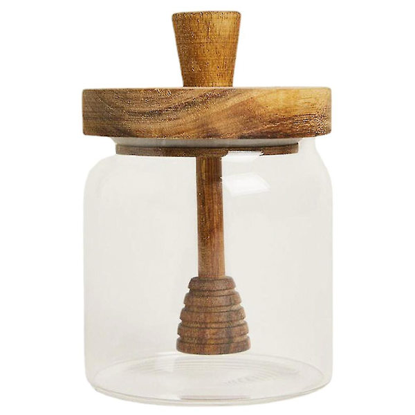 Db Glass Honey Pot Home Kitchen Honey Jar With Wooden Dipper And Lid Honey Container 13.5X9X9CM