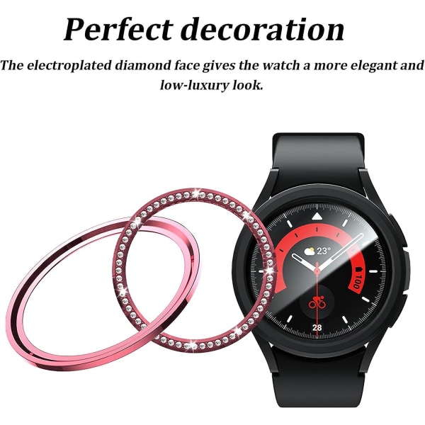 2 kpl kehystarvikkeet Samsung Galaxy Watch 6:lle 43 mm kehys, Diamond PC cover liimakuori naarmuuntumista estävälle cover [DB] Red-Gold For Galaxy Watch 6 43mm