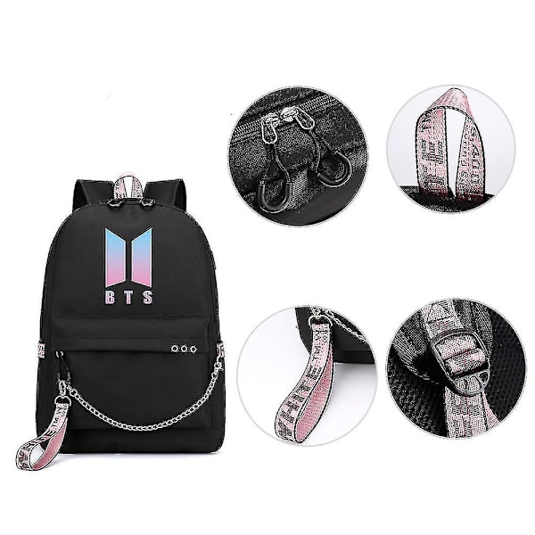 Bts Ryggsäck Söt Usb Laddning Skolväska-colorcolor-1