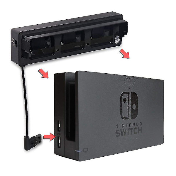 Kjølevifte for Nintendo Switch Ns Original Stand Spillkonsoll Dock Cooler Med 3-vifte Usb Kjølevifte For Nintend Ns Nx