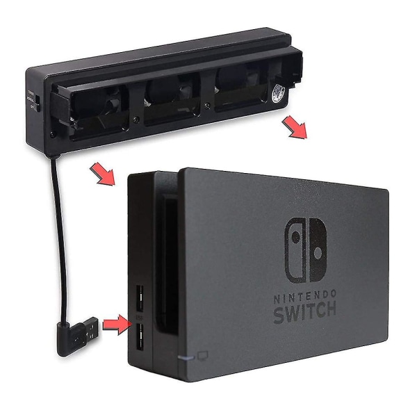 Køleblæser til Nintendo Switch Ns Original Stand Game Console Dock Cooler Med 3-fan Usb Køleventilator til Nintend Ns Nx