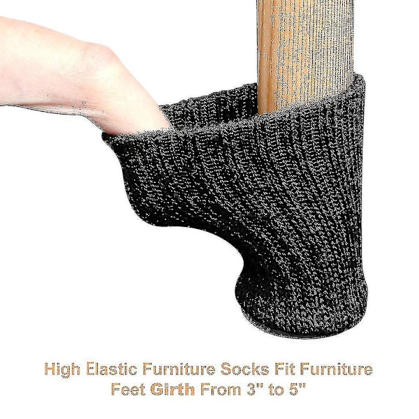 24 stk Stolputebeskyttere Høy Elastisk Møbelsokker Pads Sklisikre Stolputebein {db} Black