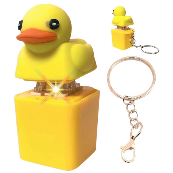 Duckys Kvackande Fidget Leksak - Kvackande Anka Nyckelring, Uppladdningsbar Kvackande Anka Stressleksak med Färgglada Ljus, Rolig & Portabel Ångestdämpare [DB]