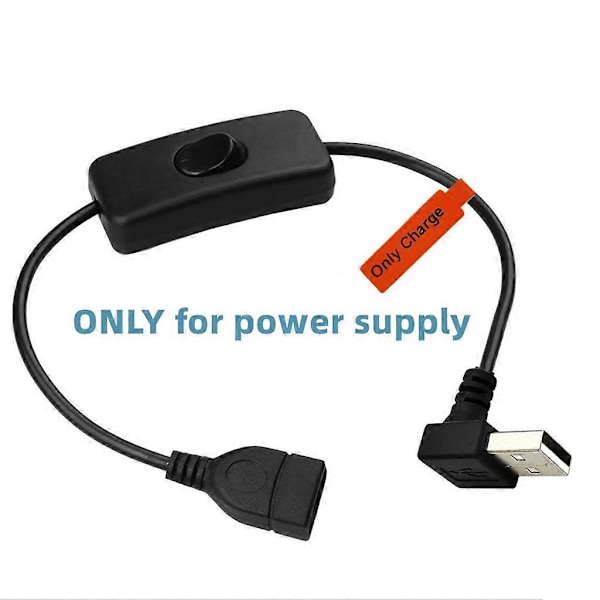 30 cm USB-kabel med tænd/sluk-knap, kabel forlænger USB-ventilator strømforsyningsledning holdbar adapter til USB-lampe [db] Right bend