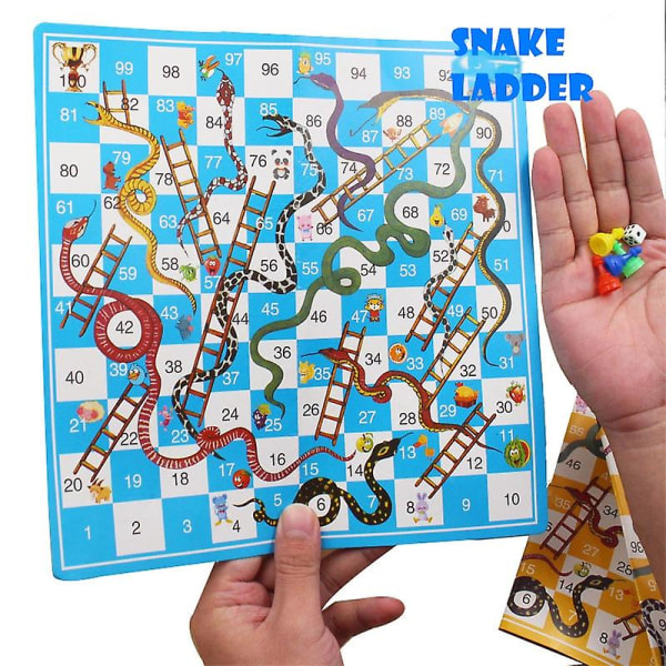 Snake Ladder Set Flygschack Pedagogiska Jogos Juegos Oyun Portable Family Party Games Roliga leksaker för barn Vuxna [DB]