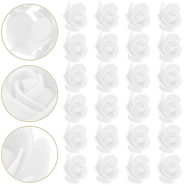 Mini falsk rose skumrosehode til dekorasjon 50 stk hvite kunstige blomster