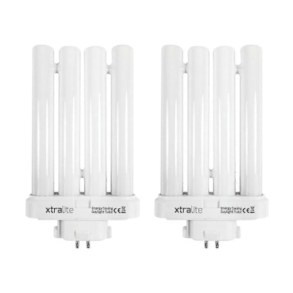 Xtralite 27w Dagsljusersättningslampa för högupplösta läslampor, 4-stifts Gx10q-4 Quad Tube (6500k) [DB] Pack Of 2