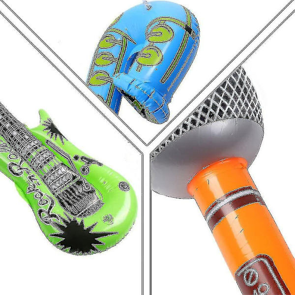 12 stk oppblåsbare gitar saksofon mikrofon ballonger morsomme musikkinstrumenter, tilfeldig farge[jl] Db
