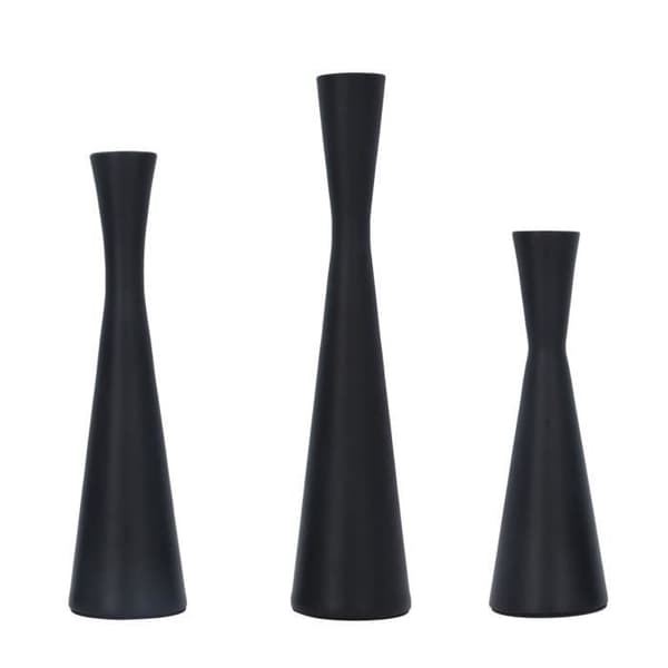 Lysestaker - HILILAND - Koniske - 3 stk - Svart - Smijern - Retromoderne