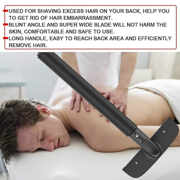 Ryggbarber for fjerning av hår på ryggen, ryggtrimmer med langt håndtak 29 cm