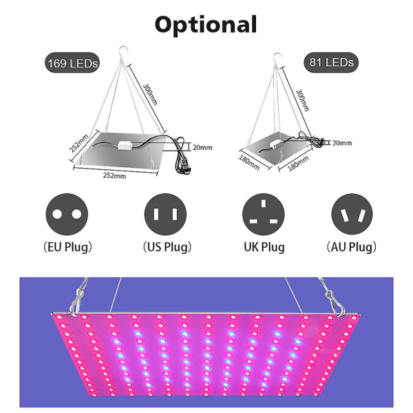 25w Led Grow Light sisäkasveille 81 Leds Red & Blue Spectrum Riippuvat kasvien kasvatuslamput taimet Vihannekset Kukat Kasvihuone [DB] EU Plug and 81 LEDs